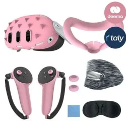 Gamax Meta Quest 3 Hexagon Flat Silicone Protective Case Set - Pink
